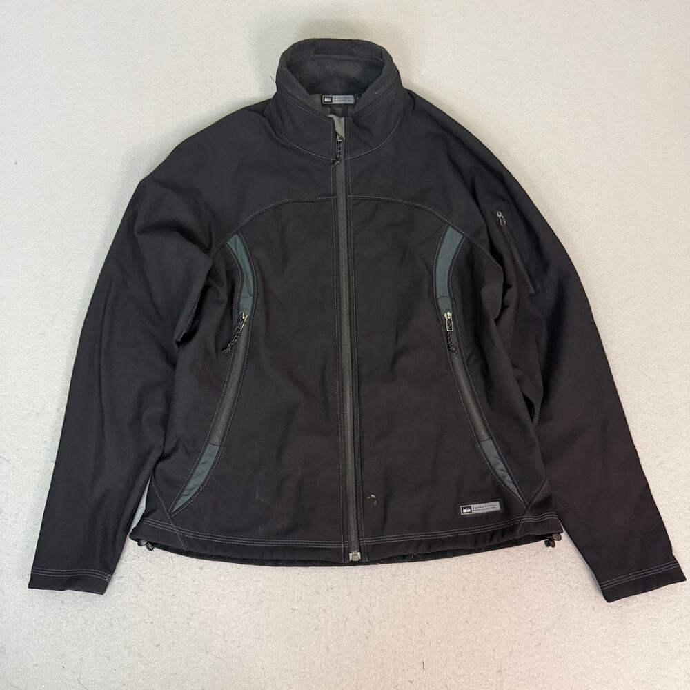REI Recreational Equipment Inc Soft Shell Jacket Black Outdoor Full Zip Size L